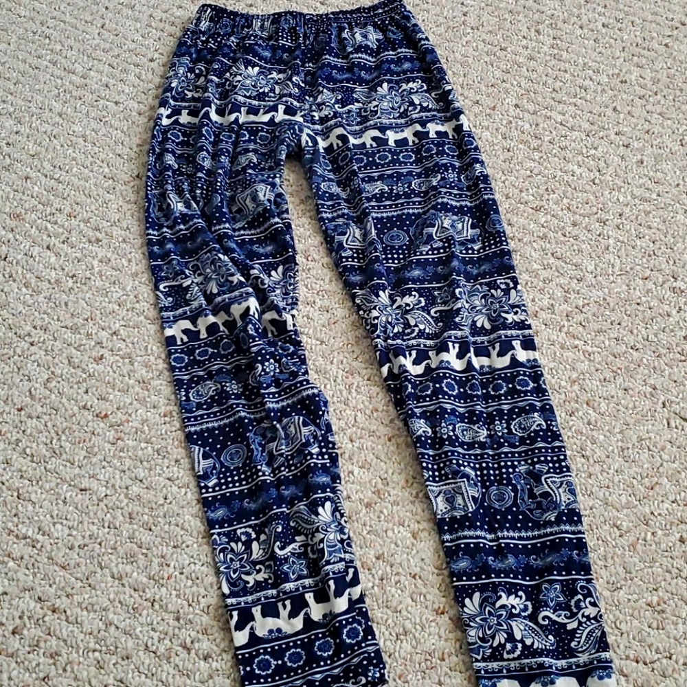 Dark blue elephant print pants
